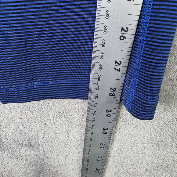 Womens Nike Dri-Fit Blue Striped Legend 2.0 Foldover Waistband Capri Leggings L - Picture 9 of 11